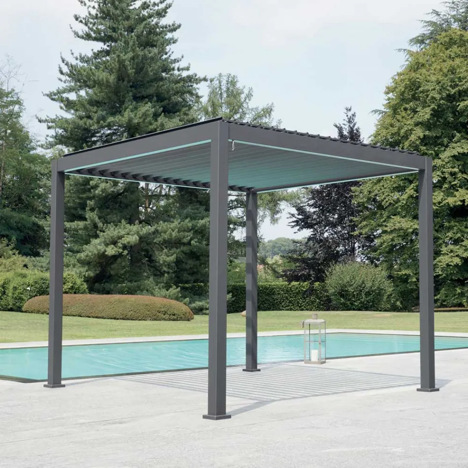 Pegola 3x4 m en aluminium peint anthracite avec manivelle - Levante Viadurini