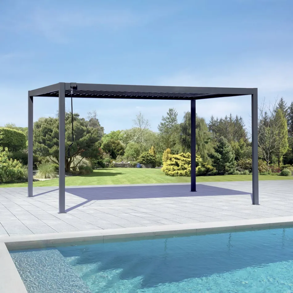 Pergola en aluminium anthracite avec toit réglable - Vitta Viadurini