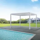 Pergola en aluminium blanc avec toit réglable - Vitta Viadurini