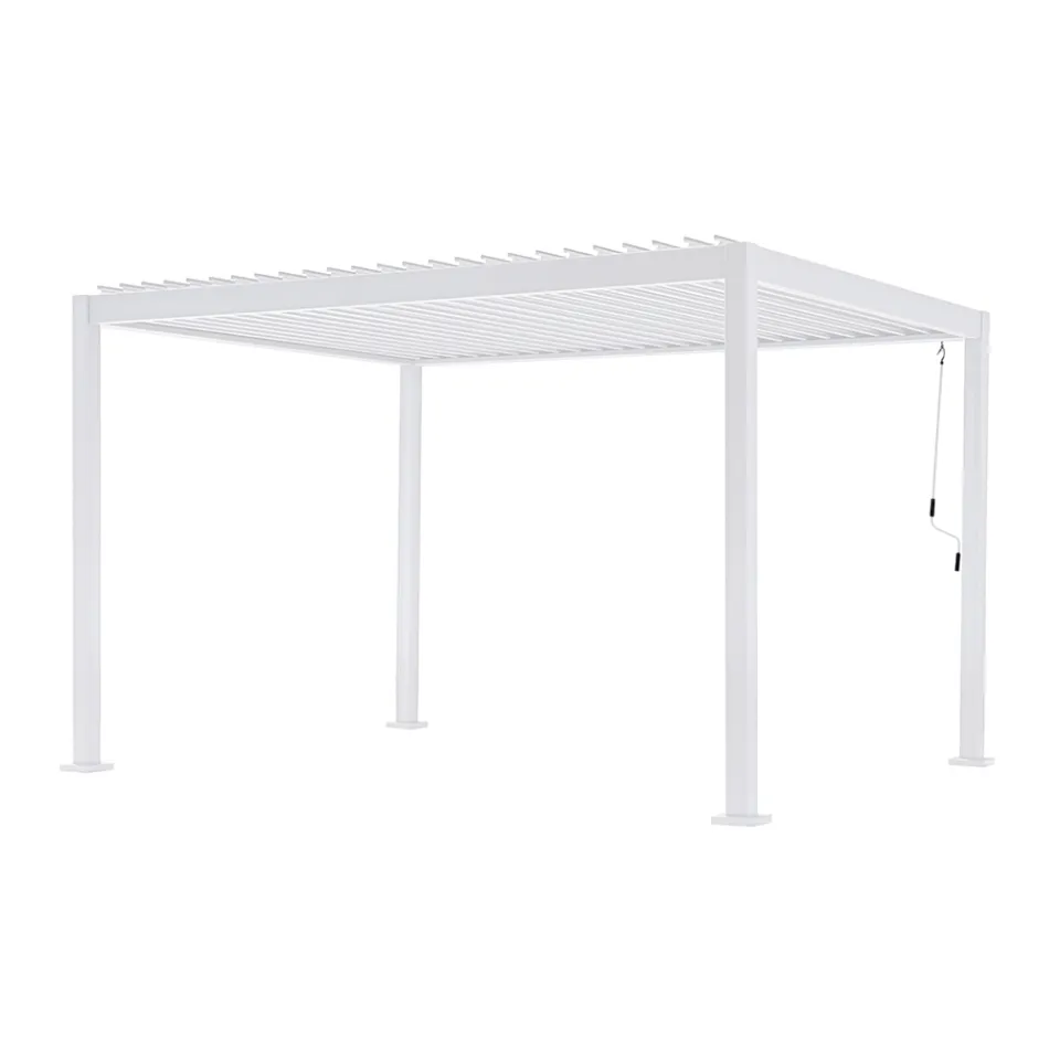Pergola en aluminium blanc avec toit réglable - Vitta Viadurini