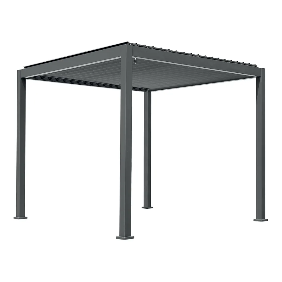 Pergola en aluminium avec toit réglable par manivelle - Eolo Viadurini