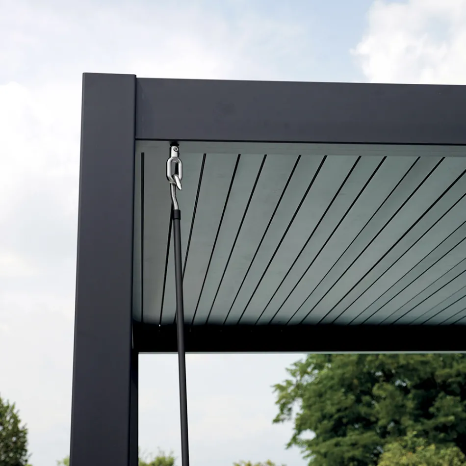 Pergola en aluminium avec toit réglable par manivelle - Eolo Viadurini