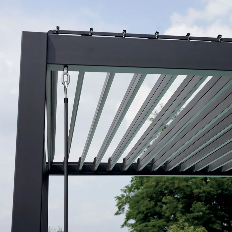 Pergola en aluminium avec toit réglable par manivelle - Eolo Viadurini