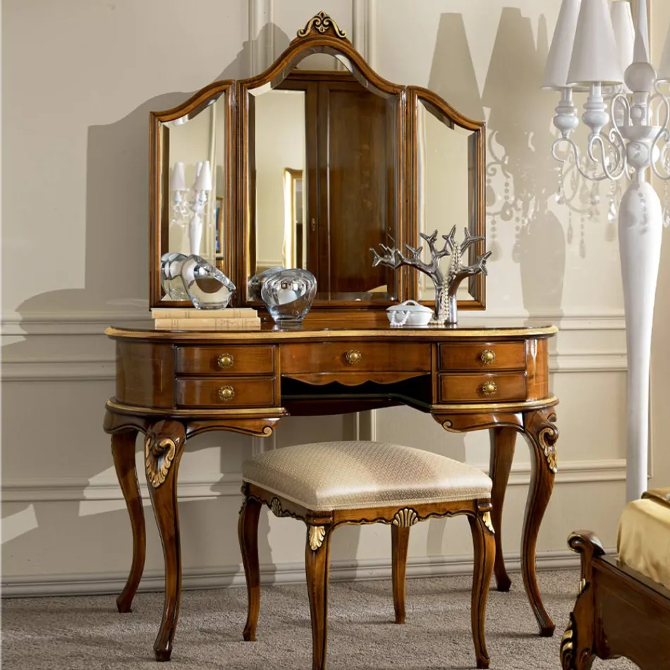 Peigne de maquillage classique en bois avec miroir Made in Italy - Cambrige Viadurini