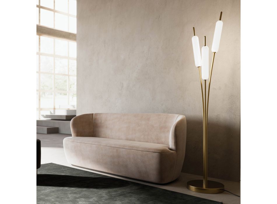 Lampadaire 3 Lumières en Laiton et Verre Design Moderne et Élégant - Typha par Il Fanale Viadurini