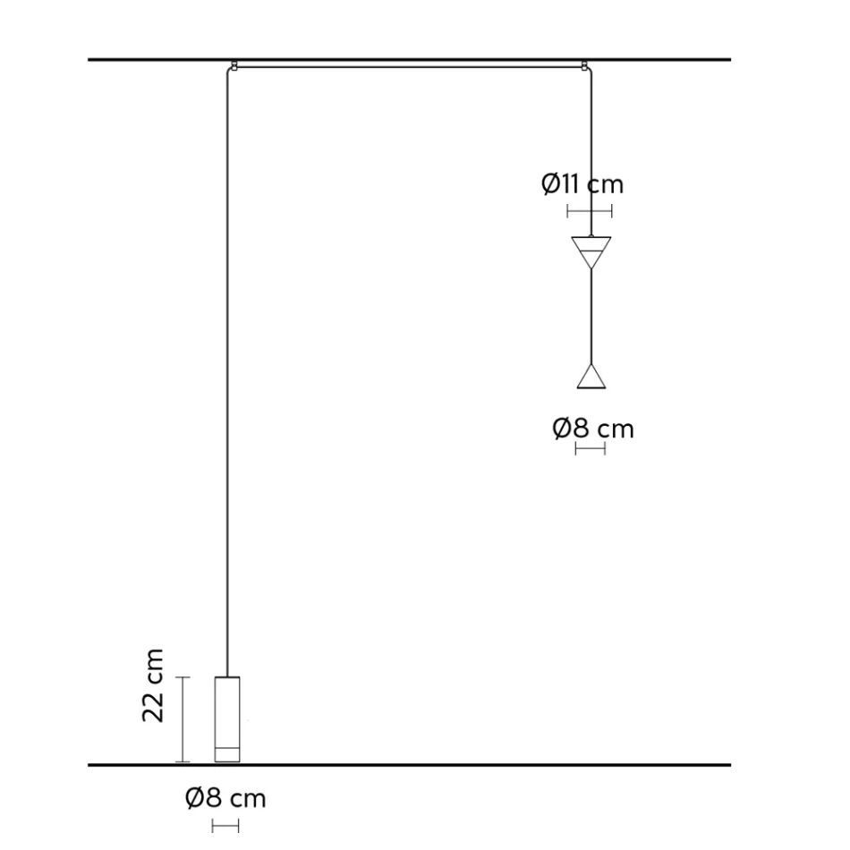 Lampadaire en aluminium noir et design minimaliste à double cône - Mercado Viadurini