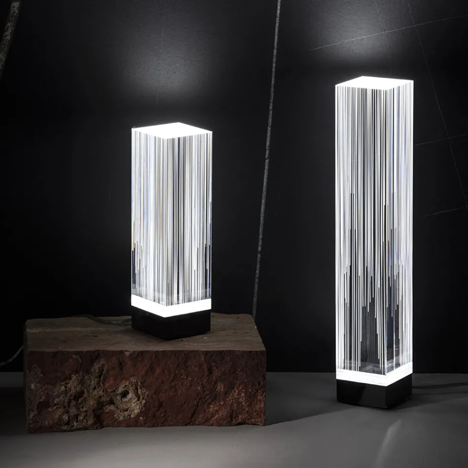 Lampadaire Led en Cristal Acrylique Satiné Design Triptyque - Crystol Viadurini