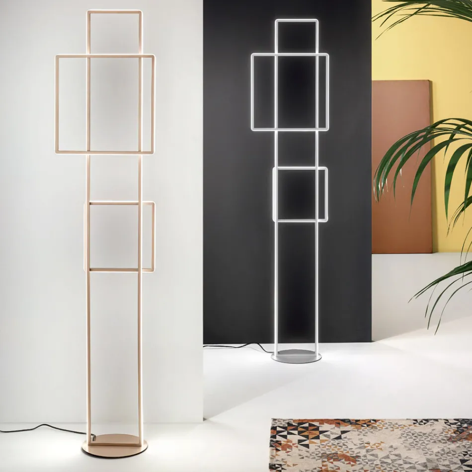 Lampadaire LED Design en Métal Peint Or ou Argent - Formal Viadurini