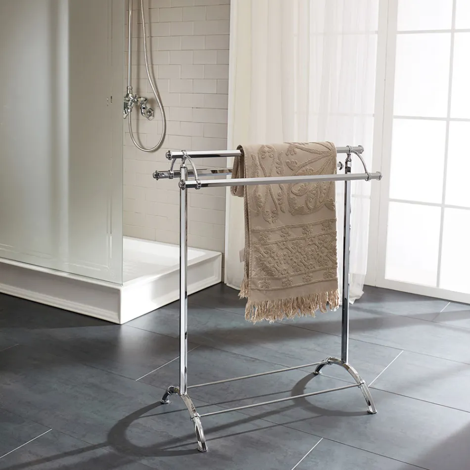 Porte-serviettes de salle de bain vintage en laiton fabriqué en Italie - Aristide Viadurini