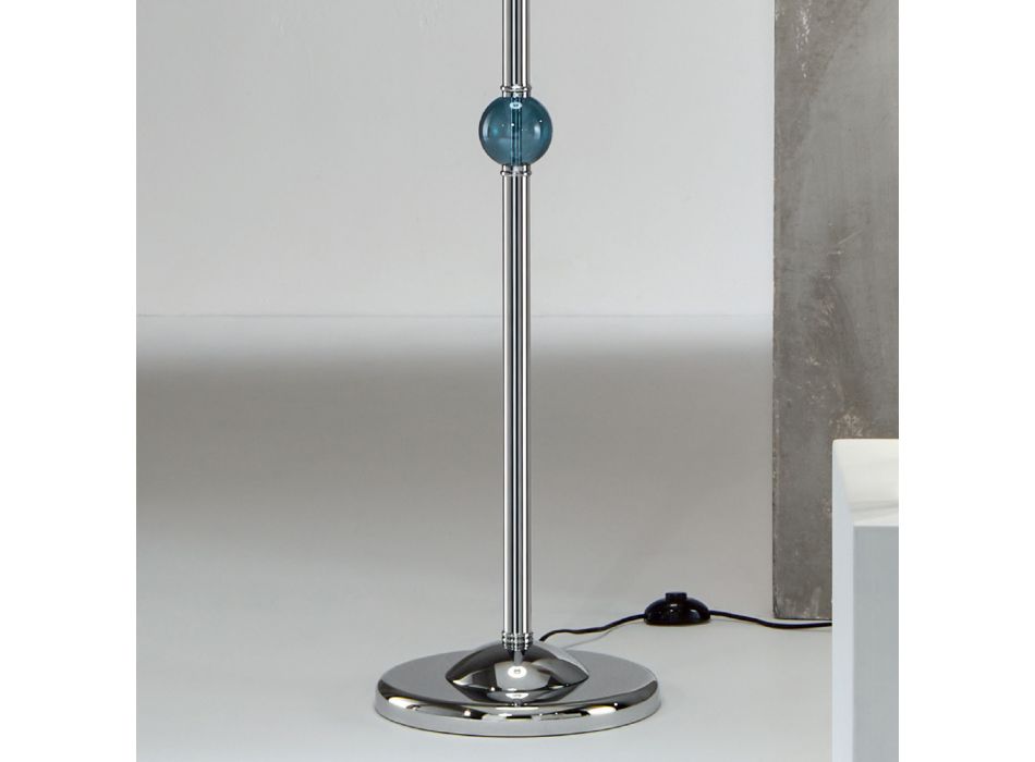 Lampadaire italien fait main classique en verre et métal avec abat-jour - Oliver Viadurini