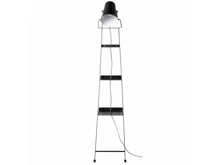 Lampadaire de salon en métal blanc ou noir mat avec étagères - Butler Viadurini