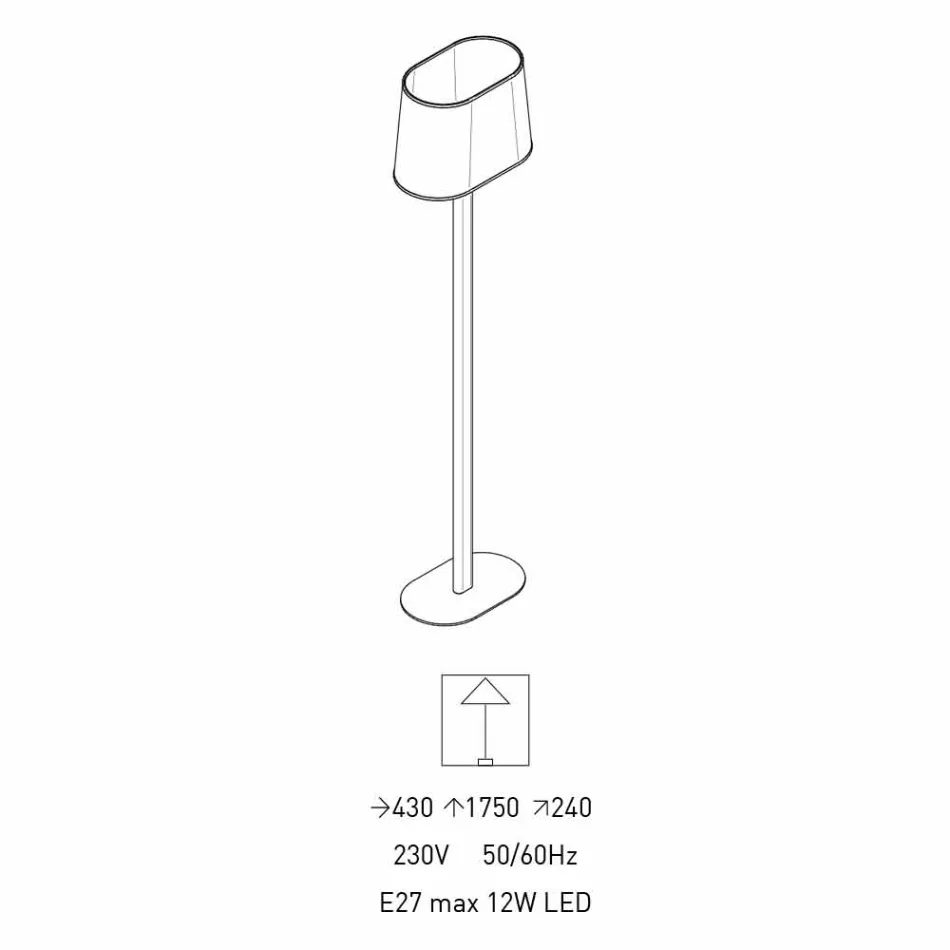 Lampadaire design moderne en métal avec abat-jour en tissu Made in Italy - Jump Viadurini