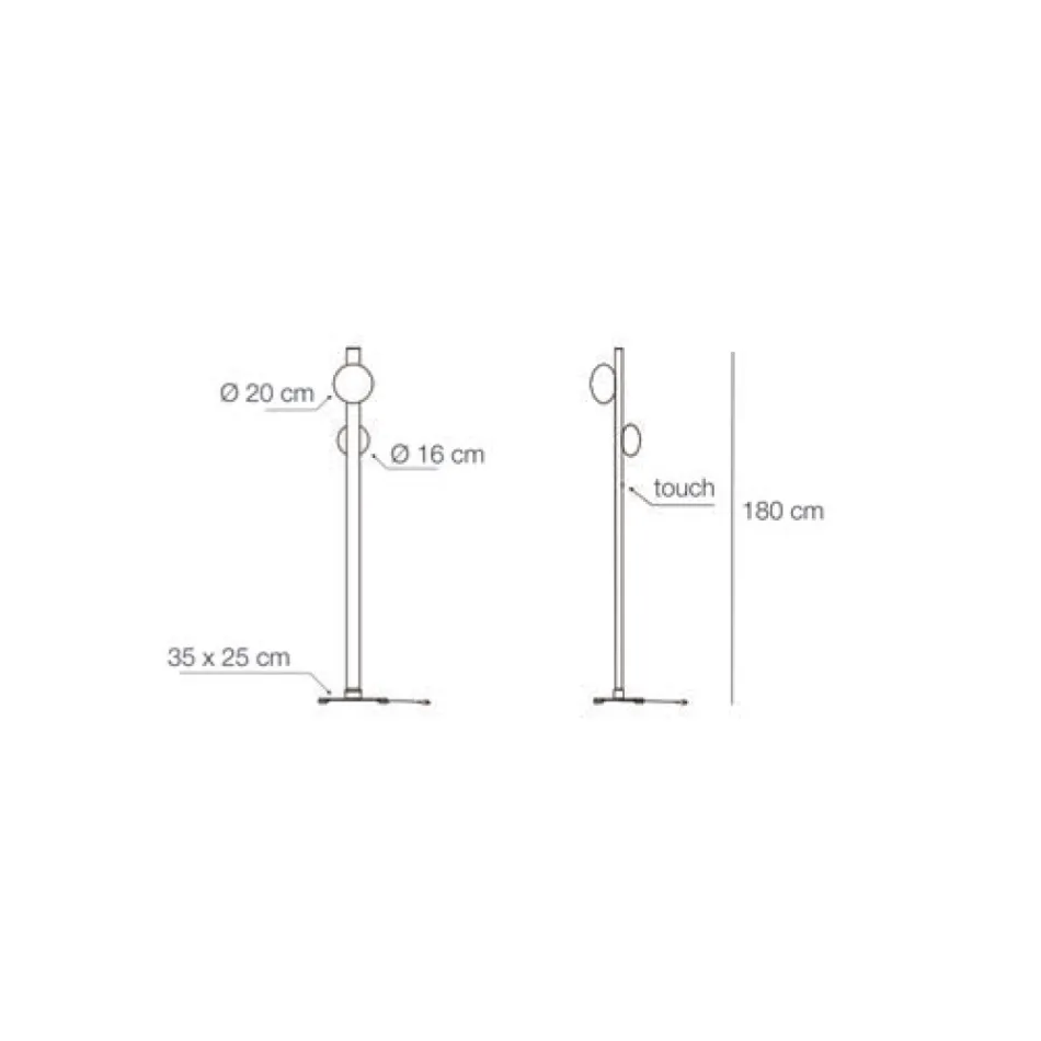 Lampadaire Alma en aluminium et verre soufflé blanc Viadurini