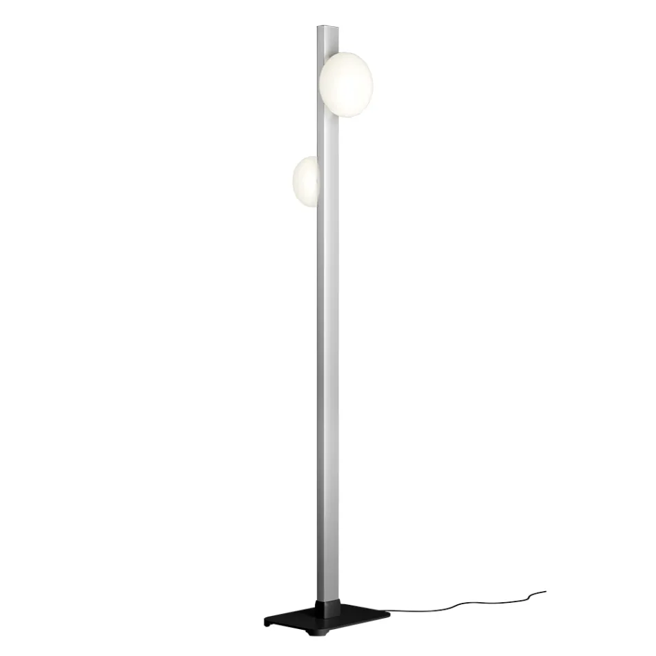 Lampadaire Alma en aluminium et verre soufflé blanc Viadurini