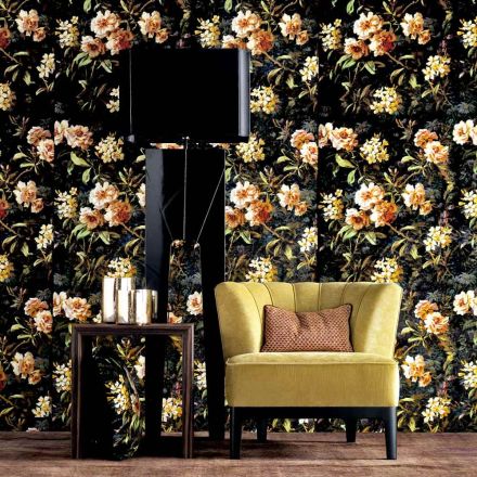 Lampadaire en bois et tissu de design Grilli Zarafa, made in Italy Viadurini