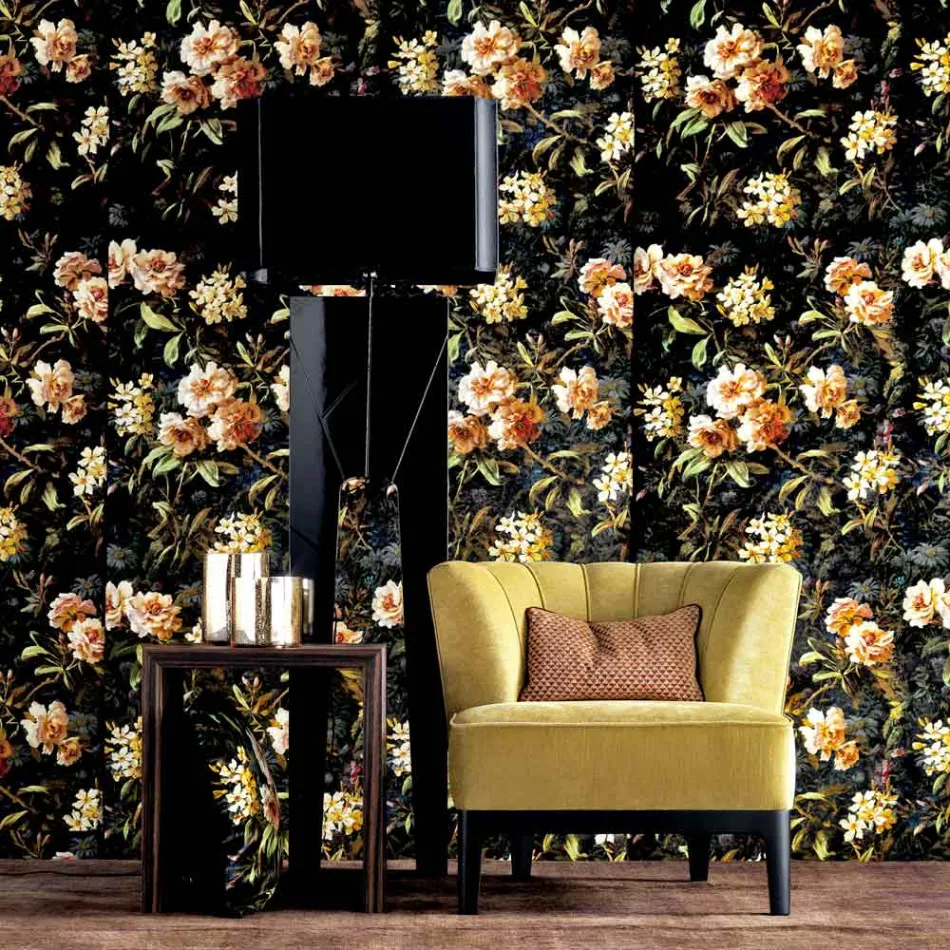 Lampadaire en bois et tissu de design Grilli Zarafa, made in Italy Viadurini