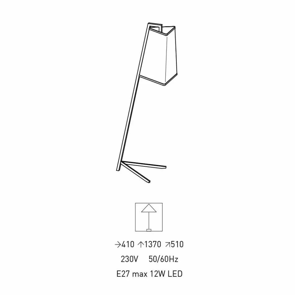 Lampadaire en métal avec abat-jour moderne en coton blanc fabriqué en Italie - Barton Viadurini