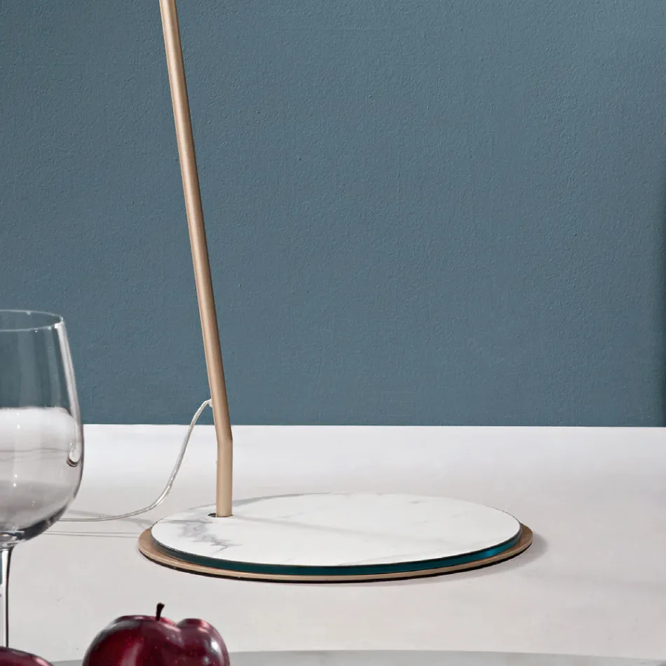 Lampadaire en métal avec abat-jour en PVC recouvert de tissu - Adriana Viadurini