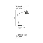 Lampadaire en métal avec abat-jour en PVC recouvert de tissu - Adriana Viadurini