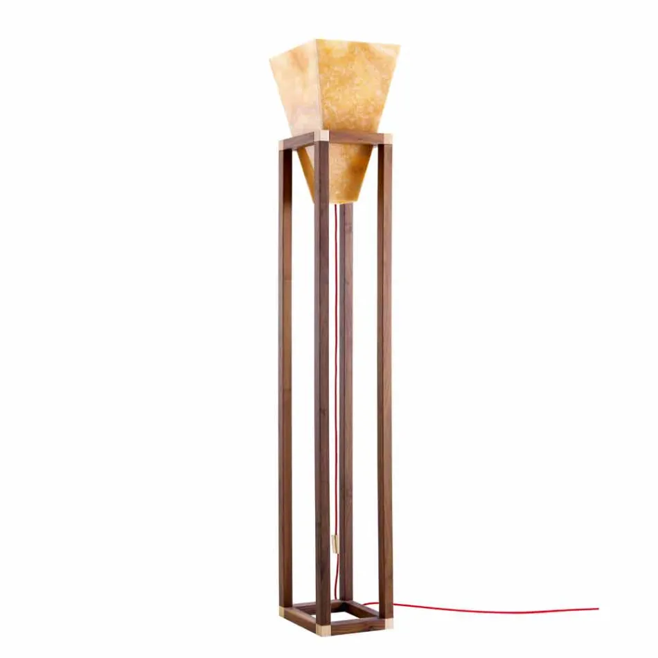 Lampadaire en onyx et bois design Grilli York fabriqué en Italie Viadurini