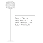 Lampadaire en verre à deux finitions et structure métallique, fabriqué en Italie - Brera Viadurini