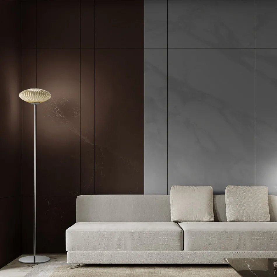 Lampadaire en verre vénitien nervuré et soufflé à la main - Dafne Viadurini