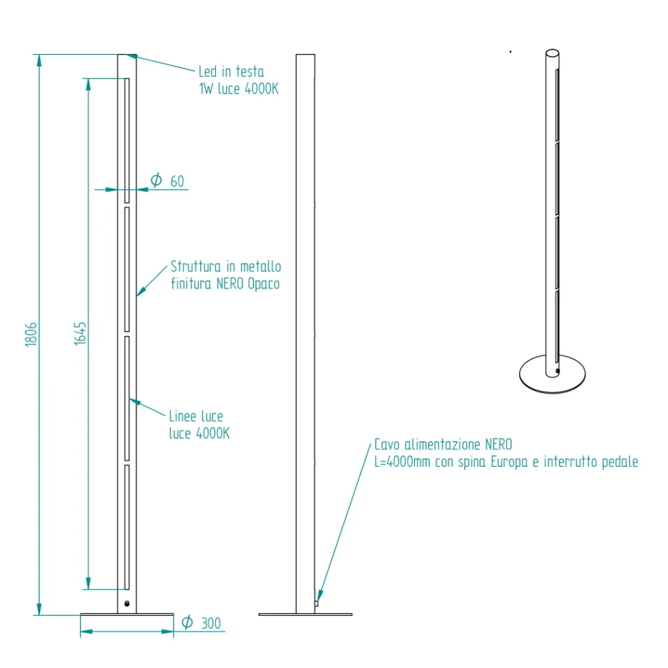 Lampadaire moderne en métal avec double éclairage fabriqué en Italie - Roman Viadurini