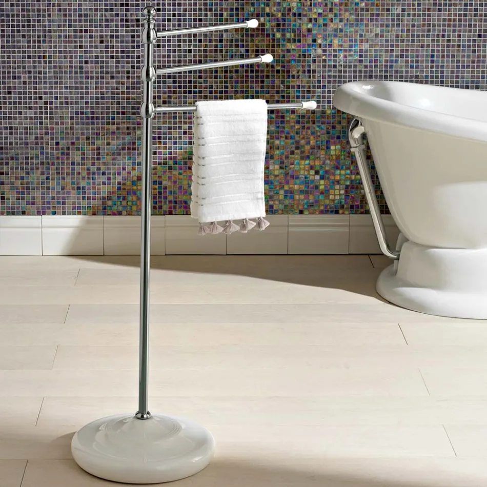 Porte-serviettes vintage à 3 bras en laiton et céramique - Lyon Viadurini