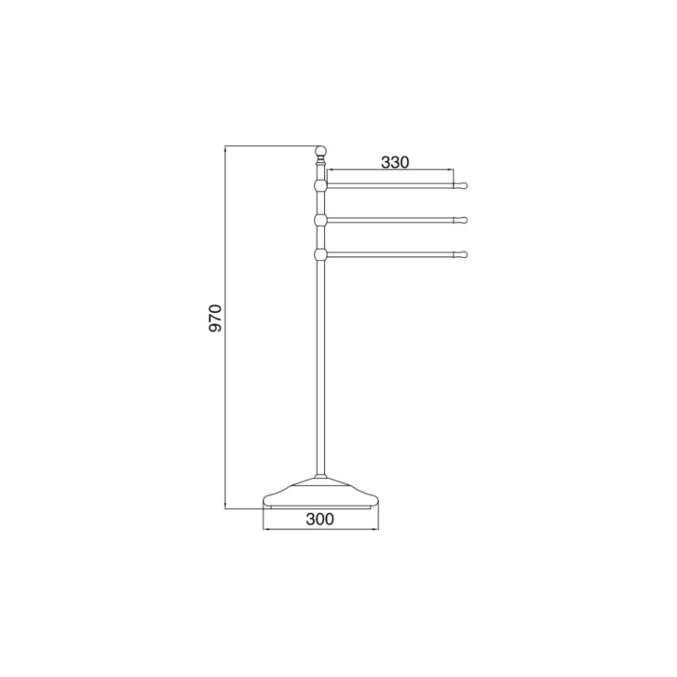 Porte-serviettes vintage à 3 bras en laiton et céramique - Lyon Viadurini
