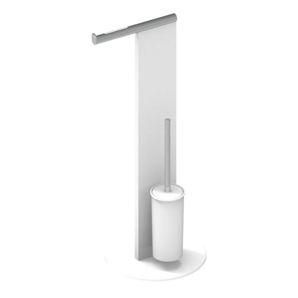 Porte Brosse WC sur Pied et Rouleau de Bain en Aluminium Blanc ou Noir - Alcade Viadurini