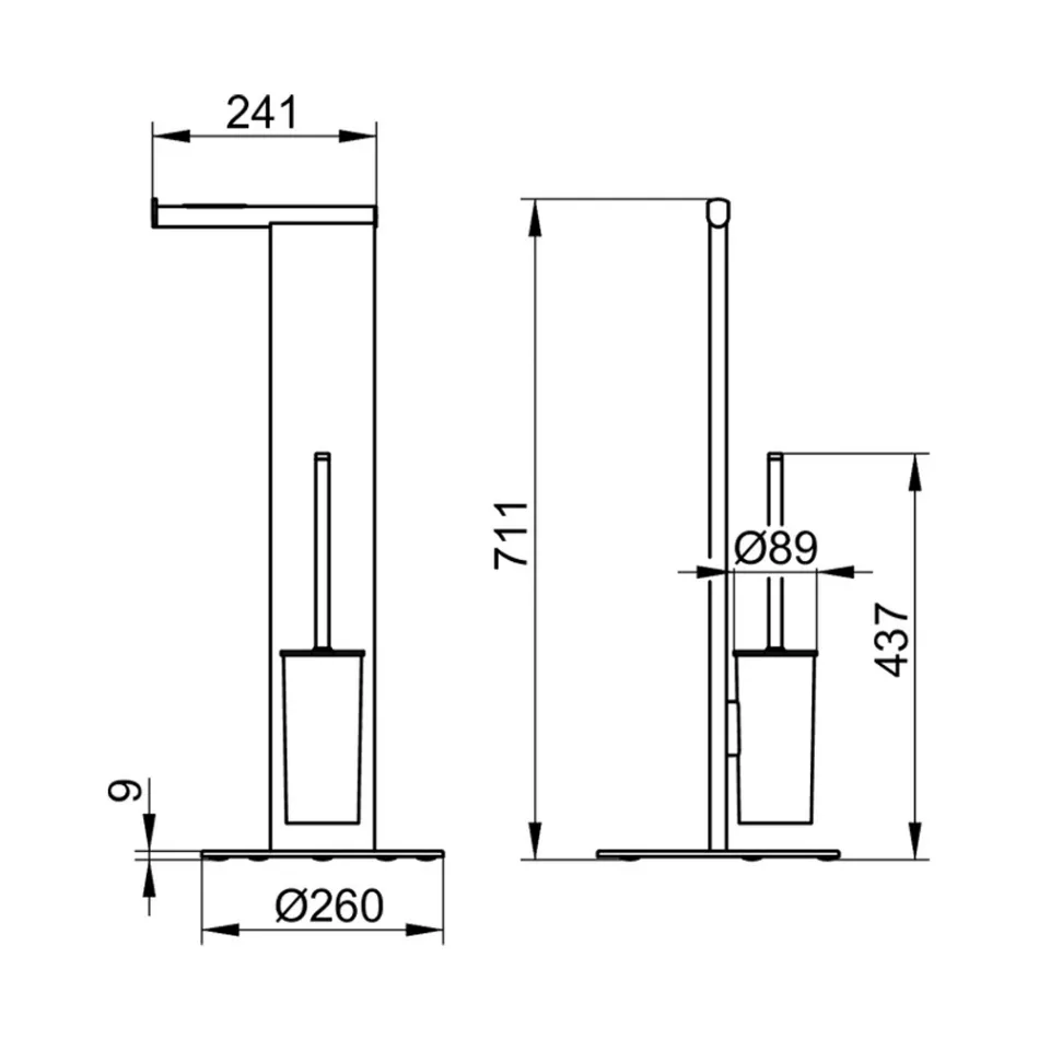 Porte Brosse WC sur Pied et Rouleau de Bain en Aluminium Blanc ou Noir - Alcade Viadurini
