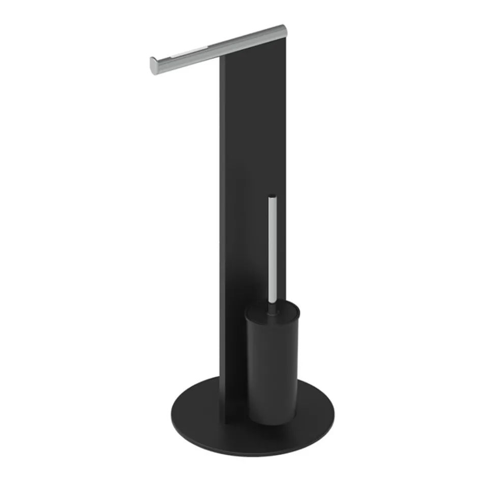 Porte Brosse WC sur Pied et Rouleau de Bain en Aluminium Blanc ou Noir - Alcade Viadurini