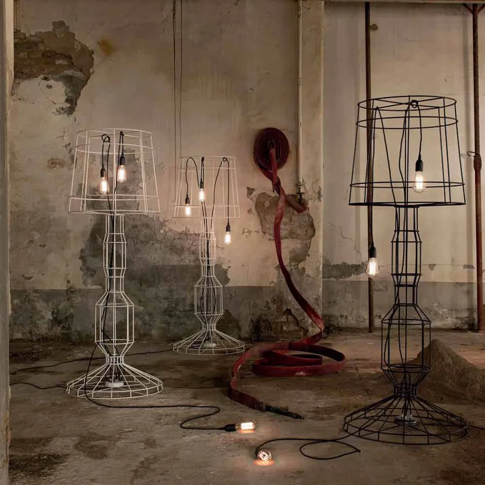 Lampadaire de salon 3 lumières de style minimaliste en métal blanc ou naturel - Style Viadurini