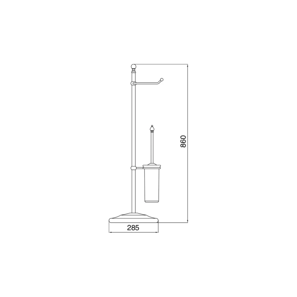 Lampadaire Terra vintage avec porte-papier et porte-brosse de toilette en laiton et céramique – Caen Viadurini