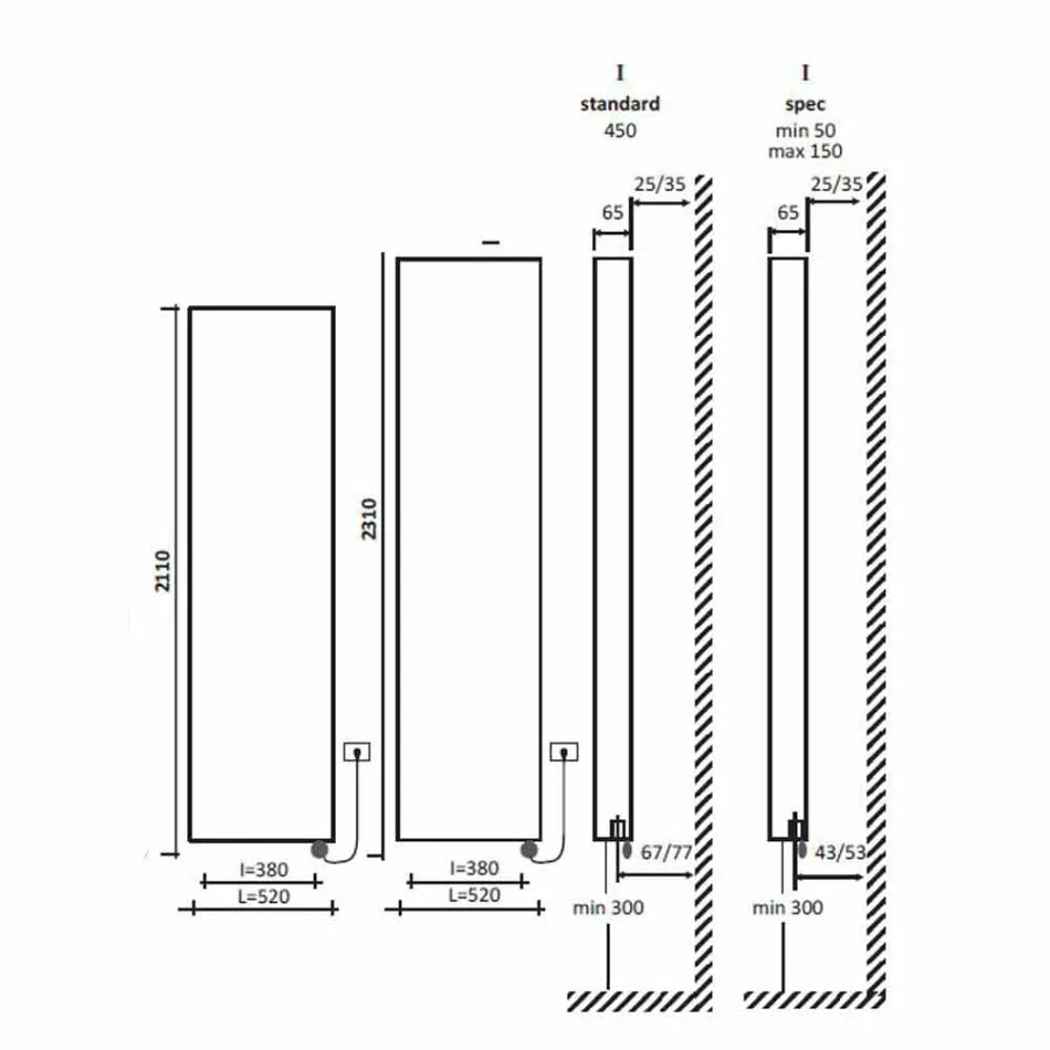 Radiateur mural moderne à plaques radiantes électriques jusqu'à 1000 W - plié Viadurini