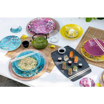 Assiettes En Porcelaine Et Grès Coloré Service De Table Moderne 18 Pièces - Nagoya