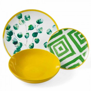 Assiettes Colorées en Porcelaine et Gres Service Moderne Complet 18 Pièces - Albore