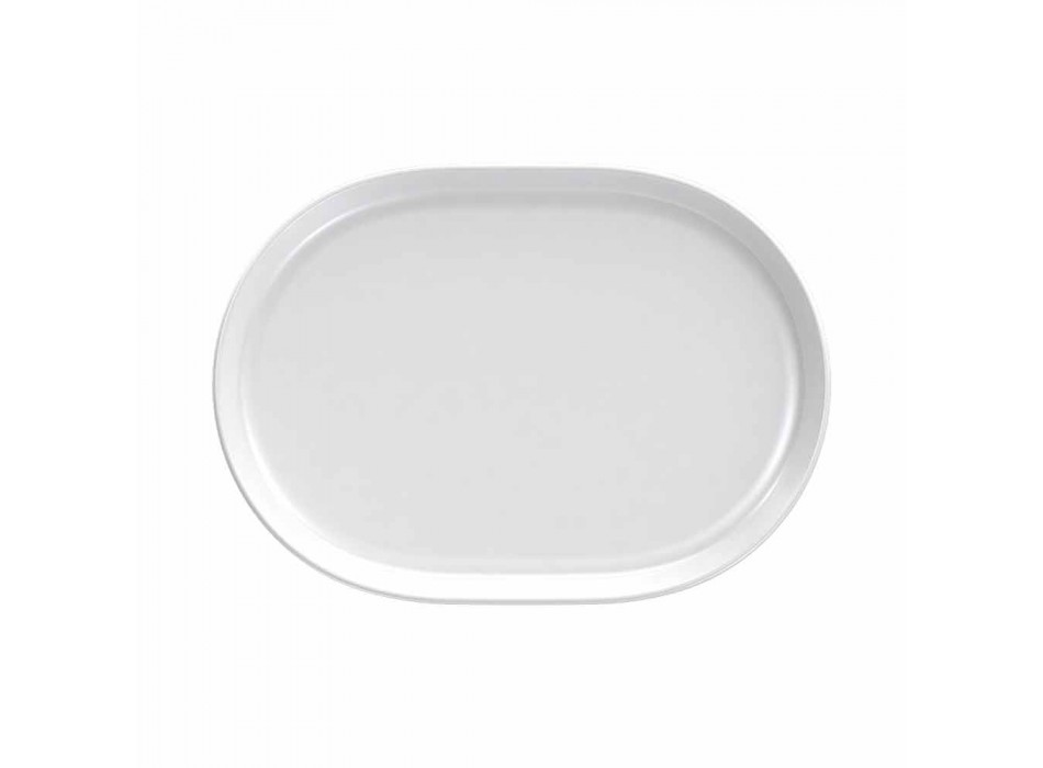 Assiettes de Service Design Ovale Blanc Moderne en Porcelaine 4 Pièces - Arctique