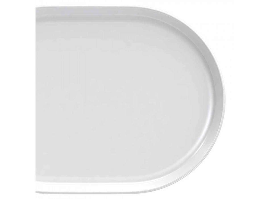 Assiettes de Service Design Ovale Blanc Moderne en Porcelaine 4 Pièces - Arctique