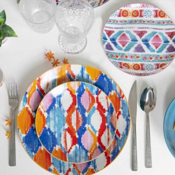 Assiettes de Table Service Complet en Porcelaine et Grès Coloré 18 Pièces - Anfa