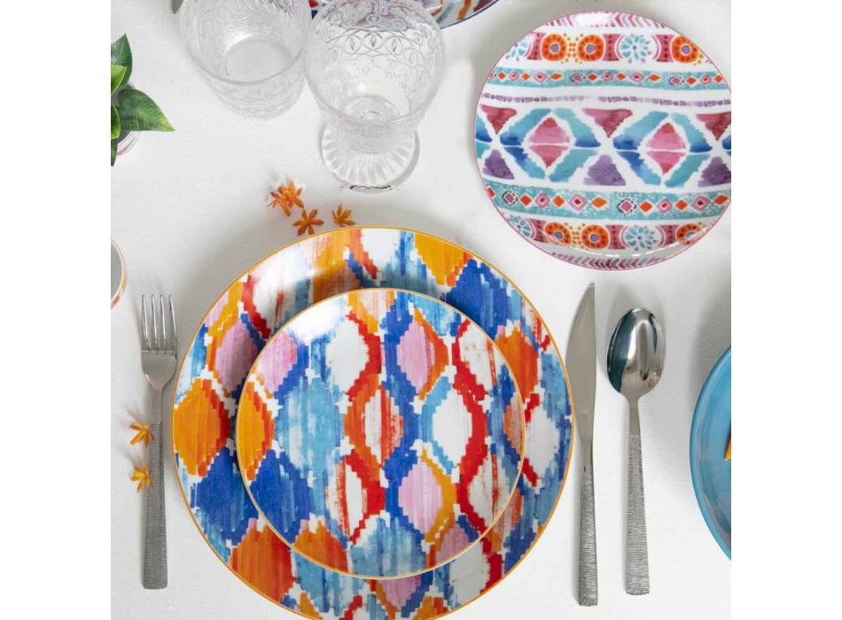 Assiettes de Table Service Complet en Porcelaine et Grès Coloré 18 Pièces - Anfa