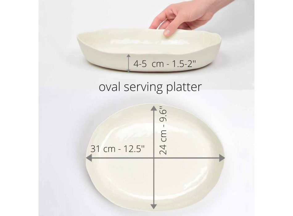 Assiette de service ovale en porcelaine blanche design de luxe - Arcimaesta Viadurini