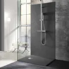 Receveur de douche 100x80 en résine finition effet pierre design moderne - Domio Viadurini