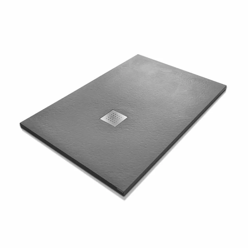 Receveur de douche 120x90 en résine effet pierre avec grille en acier - Domio Viadurini