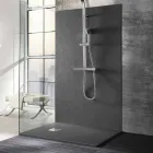 Receveur de douche 140x70 en résine effet pierre avec grille en acier - Domio Viadurini