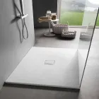 Receveur de Douche Carré Design 90x90 en Résine Blanche Effet Velours - Estimo Viadurini
