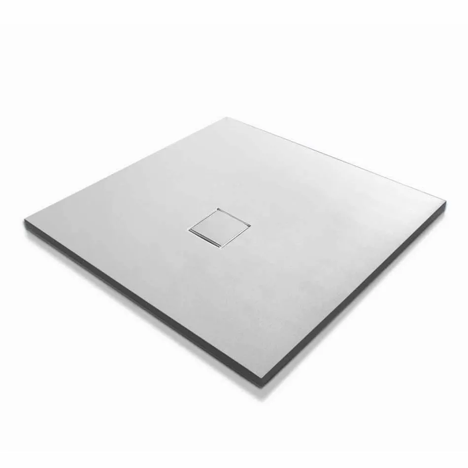 Receveur de Douche Carré Design 90x90 en Résine Blanche Effet Velours - Estimo Viadurini