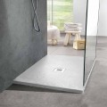 Receveur de douche carré moderne 90x90 effet ardoise en résine blanche - Sommo