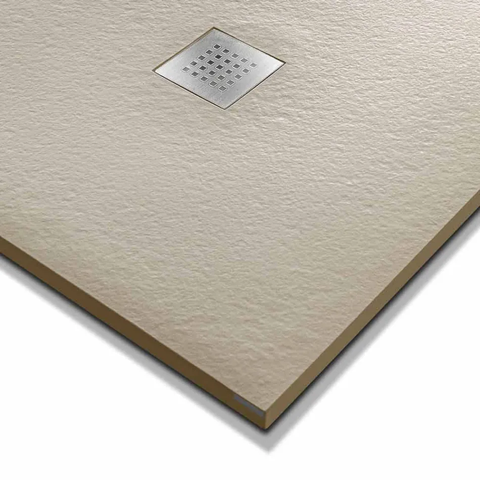 Receveur de douche rectangulaire 140x80 en résine avec grille en acier - Domio Viadurini