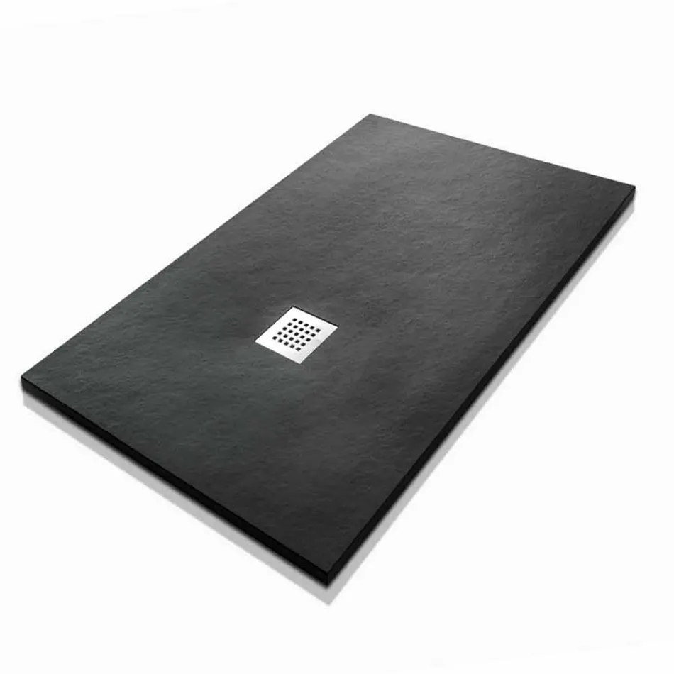 Receveur de douche rectangulaire 140x80 en résine avec grille en acier - Domio Viadurini